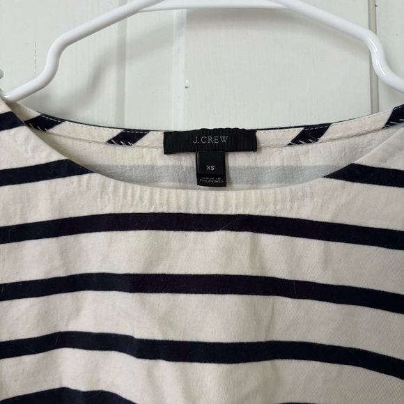 J. Crew Black and White Striped Blouse with Ruffle Sleeves - Picture 2 of 4